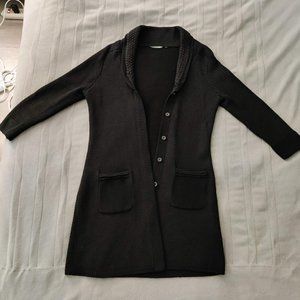 Elie Tahari Black Knit Silk/Cotton Cardigan Size Small